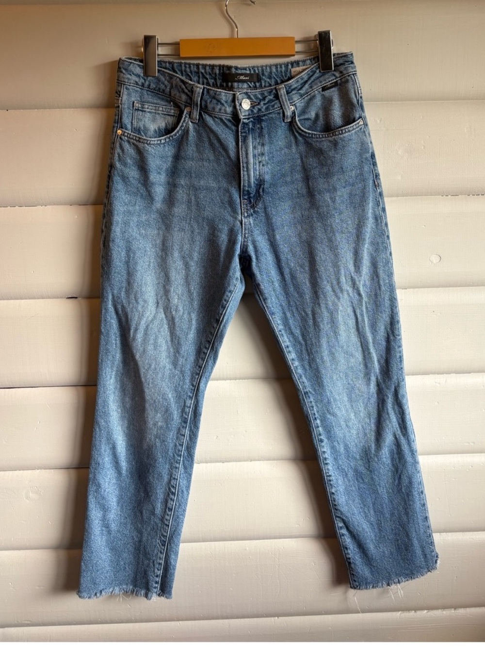 Mavi Viola High Rise Slim Straight Raw Hem Jeans Light Wash 30/27